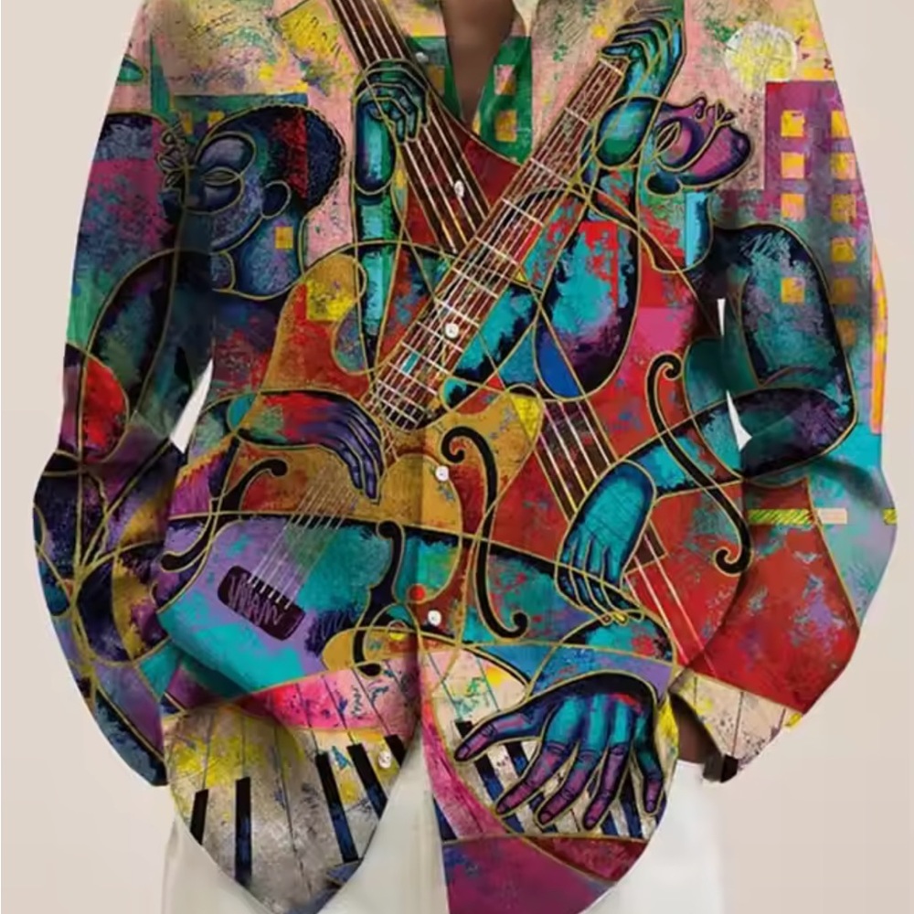 Colorful Abstract Art Button-Up Shirt